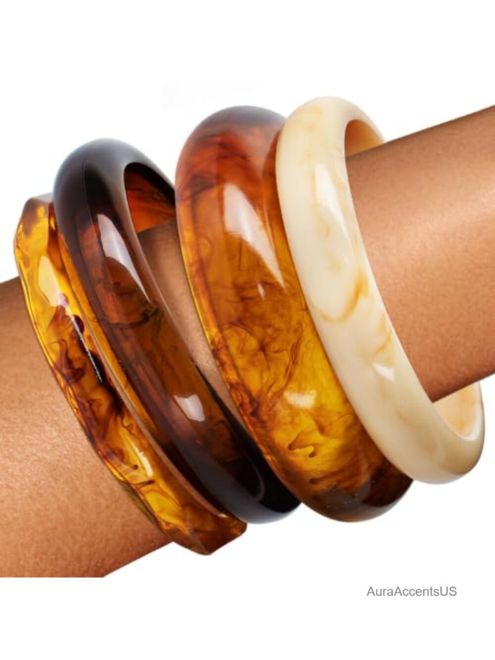 Chunky Resin Bangle Bracelet Set for Women Stackable Acrylic Jewelry 4-Pack